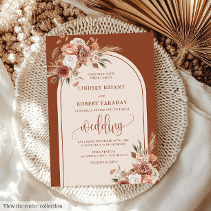 Invitación Romántica Rust Pampas Boda de Grass Floral Invita