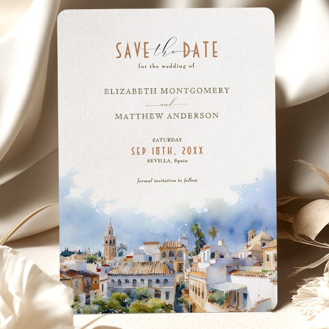 Invitación Romántica Sevilla España Destino Guardar la fecha (Subido por el creador)