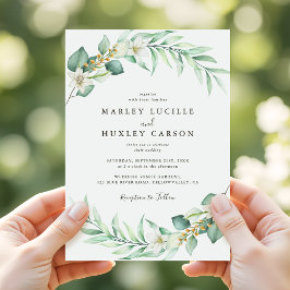 Invitación Romántica Vegetación Wreath Elegante Boda