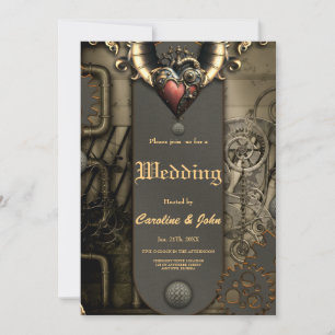 Invitación Romanticismo en las ruedas y tubos del alma de vap