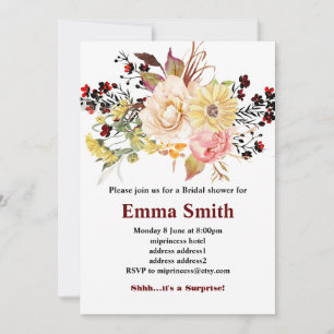 Invitación Romántico, acuarela, flor, floral rústica