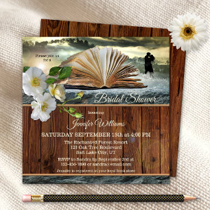 Invitación Romántico amante del libro Floral Bridal Shower