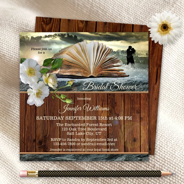 Invitación Romántico amante del libro Floral Bridal Shower (Subido por el creador)