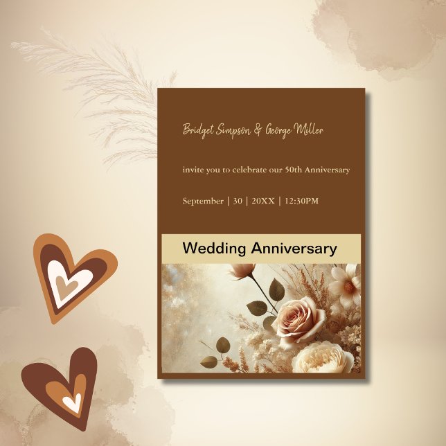 Invitación Romántico aniversario de Boda floral de sueño (Subido por el creador)