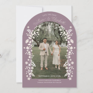 Invitación Romántico Arco Floral de Lavanda Polvorienta Ahorr