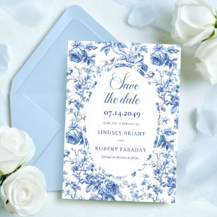 Invitación Romántico azul marino floral salvar la fecha boda