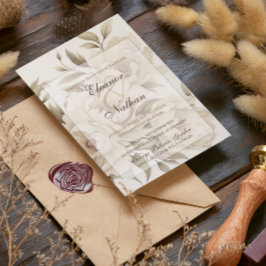 Invitación Romántico Beige Peonies Floral Vintage Fall Weddin