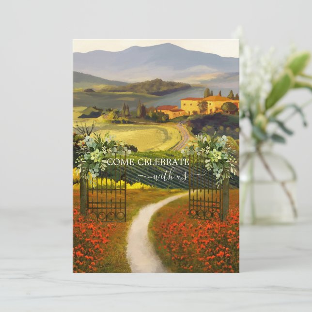 Invitación Romántico Bella Artes Boda de campo italiana (Anverso de pie)