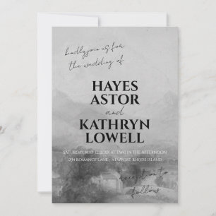 Invitación Romántico Black and White Elegant Classic Old Mone