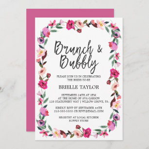 Invitación Romántico Blossom Wreath Brunch & Bubbly