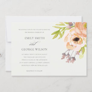 INVITACIÓN ROMÁNTICO BODA DE FLORAL BLANCO EN RUBOR DE PAZ RO