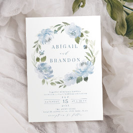 Invitación Romántico boda de flores azules polvorientas