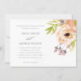 INVITACIÓN ROMÁNTICO BODA DE FLORES ELEGANTE DE RUBOR PINK PE