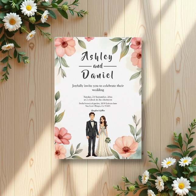 Invitación Romántico Boda De Jardín Floral Novia Y Groom (Subido por el creador)