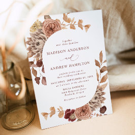 Invitación Romántico Boda de marco de ovalación floral otoñal