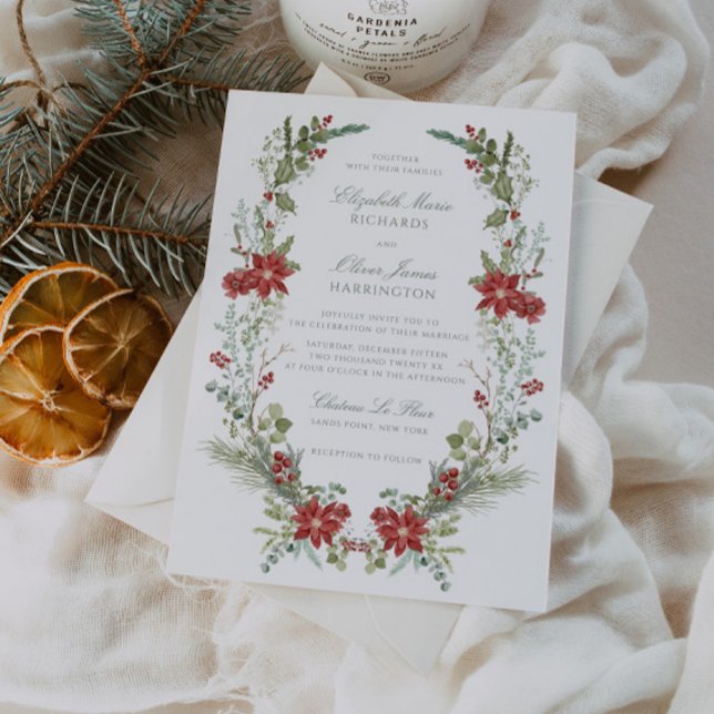 Invitación Romántico Boda de marco de vegetación de invierno (Subido por el creador)