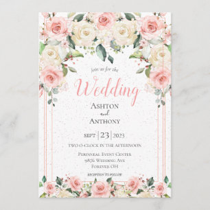 Invitación Romántico Boda de tipografía de vegetación floral 