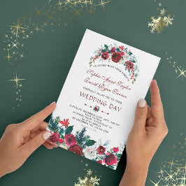 Invitación Romántico Boda de vino floral borgoñoso