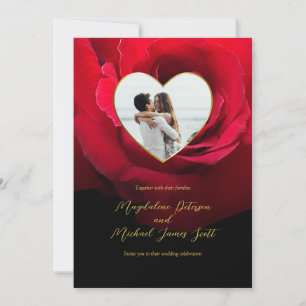 Invitación Romántico Boda del fotograma de fotos del corazón 