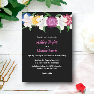 Invitación Romántico Boda floral de Rosas de color negro boho