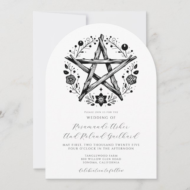 Invitación Romántico Boda floral Estrella de la Madera Rústic