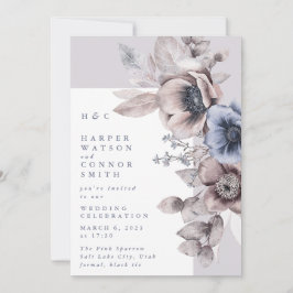 Invitación Romántico Boda floral húmedo moderno ligero