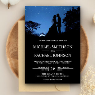 Invitación Romántico Boda Pareja de Blue Night Sky