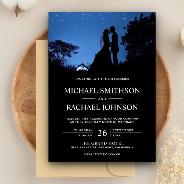 Invitación Romántico Boda Pareja de Blue Night Sky (Subido por el creador)