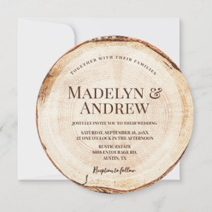 Invitación Romántico Boda Rústico Camarera de madera
