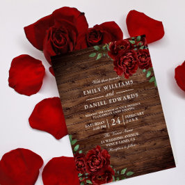 Invitación Romántico boda Rústico de Madera Rústica Rosa Borg