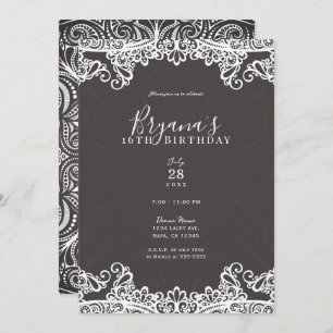 Invitación Romántico Boho Blanco Lace Brown Sweet 16