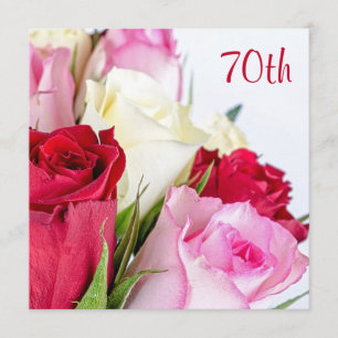 Invitación Romántico Bouquet de Rosas 70 cumpleaños