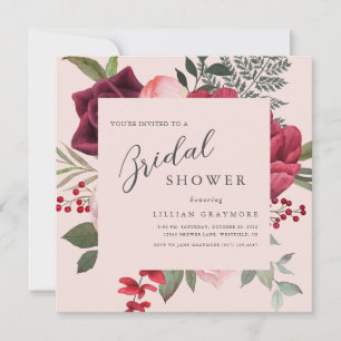 Invitación Romántico Bouquet Floral Rosa Ducha Británica