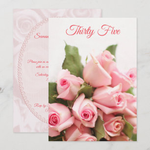 Invitación Romántico Bouquet Rosa Rosa 35º cumpleaños
