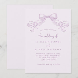 Invitación Romántico Bow   Boda Lilac De
