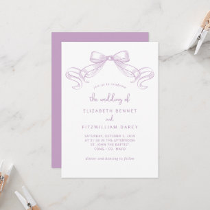 Invitación Romántico Bow   Boda Lilac De