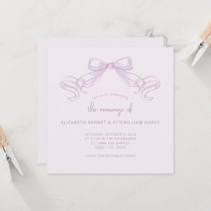 Invitación Romántico Bow   Boda Lilac De La Plaza