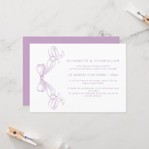 Invitación Romántico Bow   Lilac Boda francés