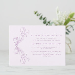 Invitación Romántico Bow   Lilac Boda francés