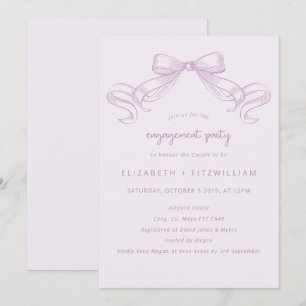 Invitación Romántico Bow   Lilac Engagement Party