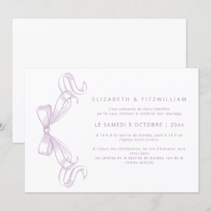 Invitación Romántico Bow Lilac Mariage de