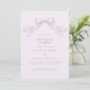 Invitación Romántico Bow Recepción de bodas lilac