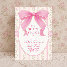 Invitación Romántico Bow Rosado Love Shack Fiancé Brillante S