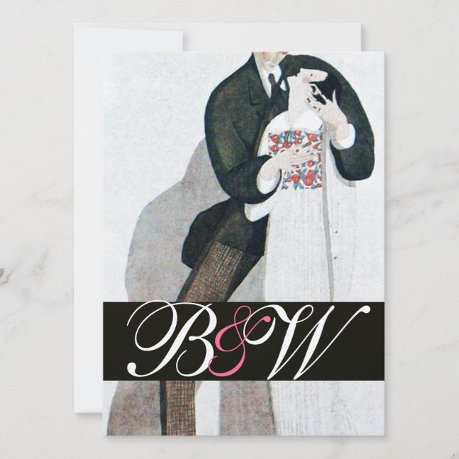 INVITACIÓN ROMÁNTICO BRIDE & GROOM WEDDPARTY MONOGRAM GOLD (Anverso)