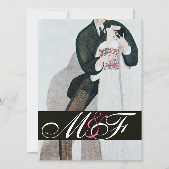 INVITACIÓN ROMÁNTICO BRIDE & GROOM WEDDPARTY MONOGRAM GOLD (Anverso)