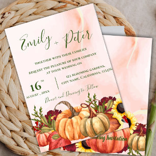 Invitación Romántico Calabaza Floral Otoño Sale Boda Caída