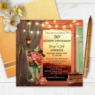 Invitación Romántico Caprichoso Aniversario de Boda Vintage