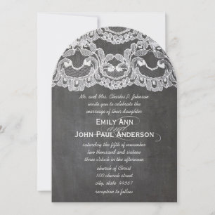 Invitación Romántico Chalkboard y Elegante boda de encaje