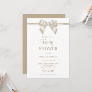 Invitación Romántico Champagne Jewel Bow Baby Shower
