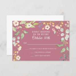 Invitación Romántico Chintz Dusty Berry Pink Watercolor RSVP